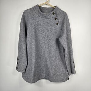 Soft Surroundings Women's Size XL Gray Herringbone Pullover Sweater Top